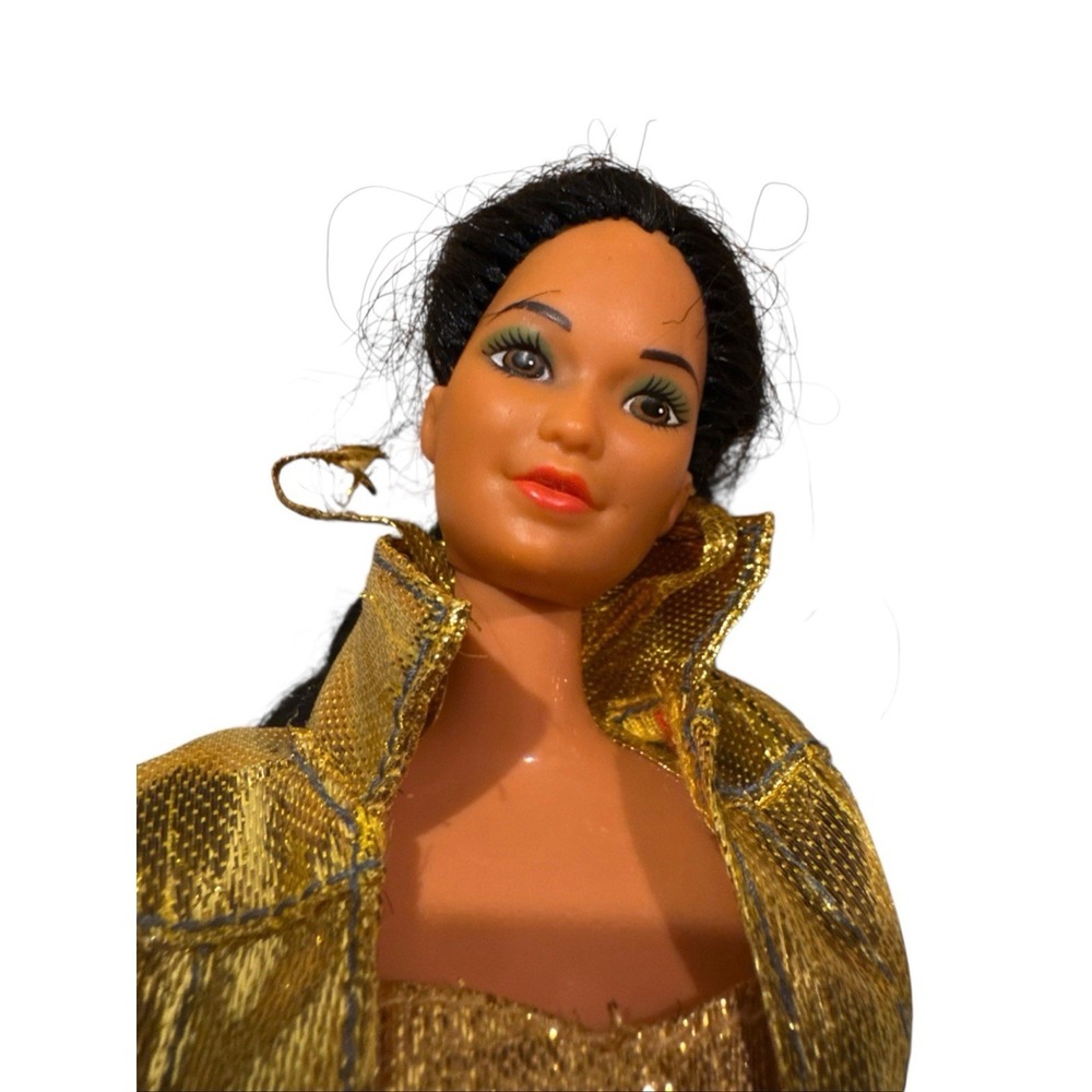 Vintage 1966 Mattel Doll Gold Metallic Jumpsuit Jacket Hong Kong‎ Long Dark Hair